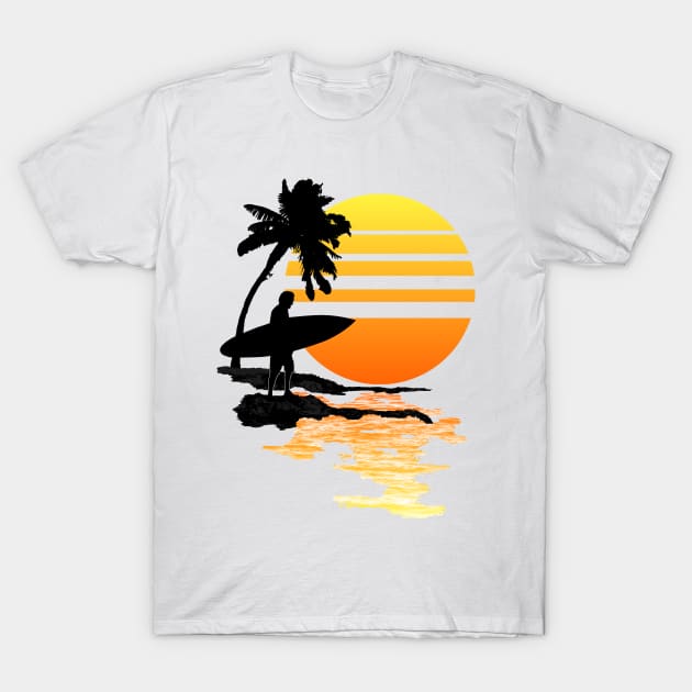 Surfing Sunrise T-Shirt by Packrat